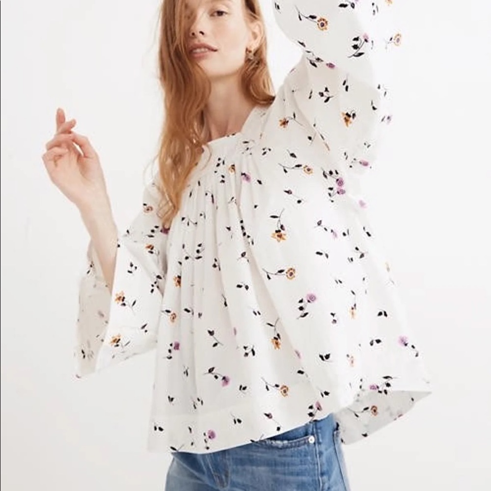 MADEWELL FLORAL bell sleeve peasant blouse
